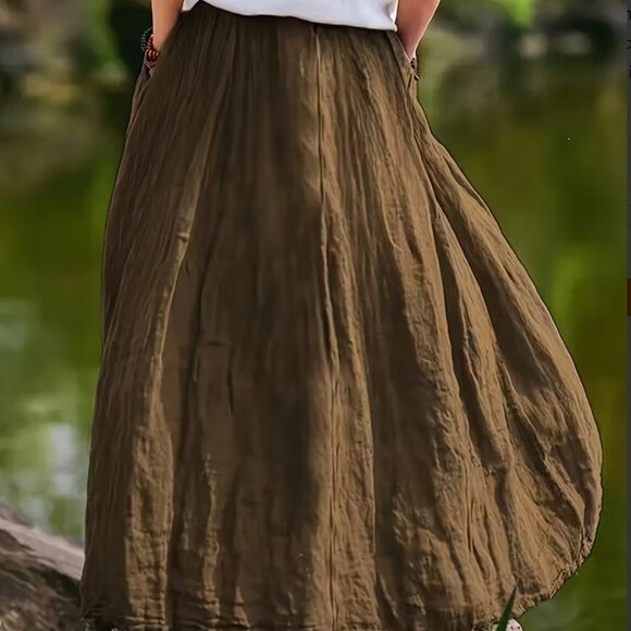 NEW! Beautiful Flowing Midi Skirt in Coffee (Multiple Sizes Available) - Picture 4 of 5